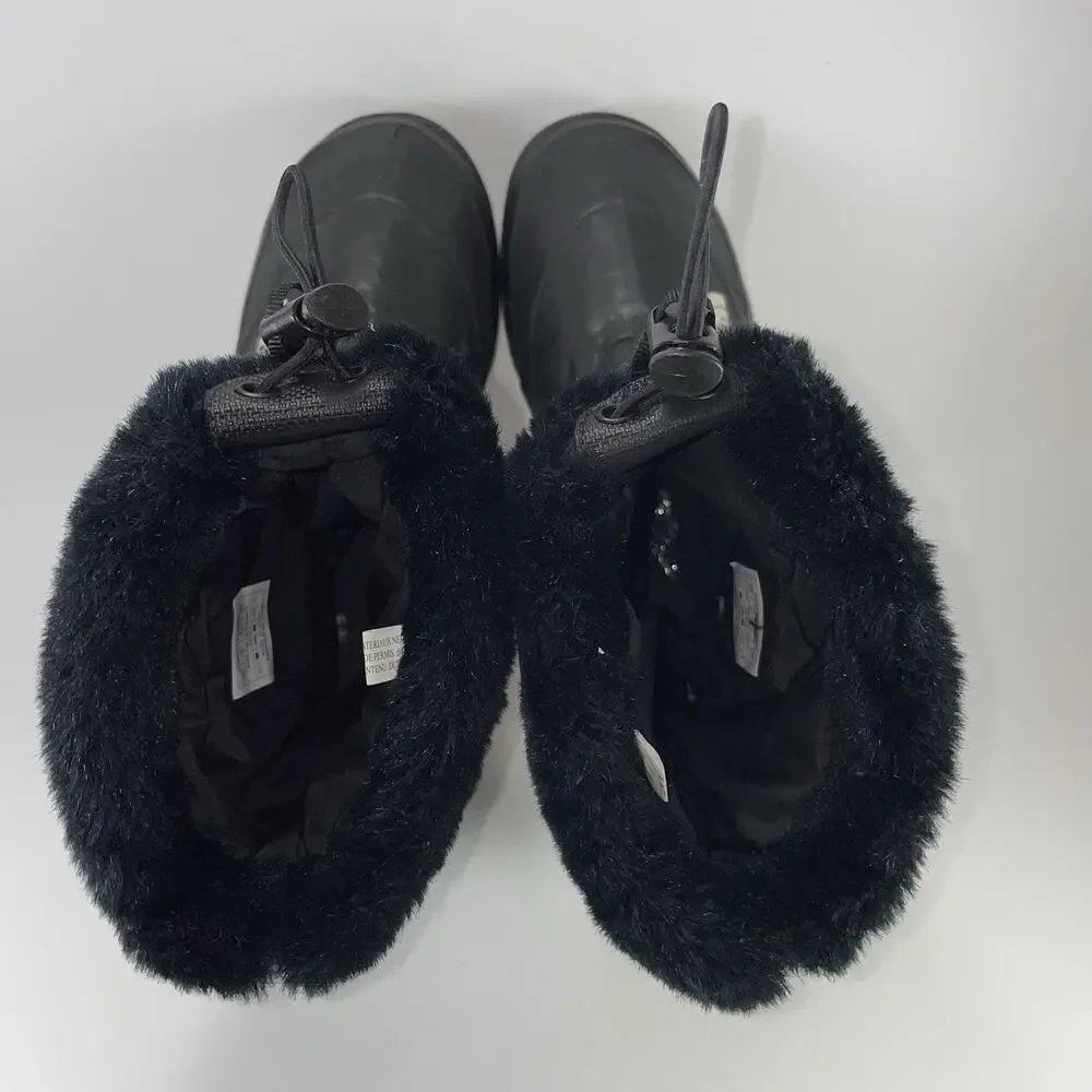 The North Face Nuptse Boots Womens 10 Goose Down Winter Snow Fur Black 616273